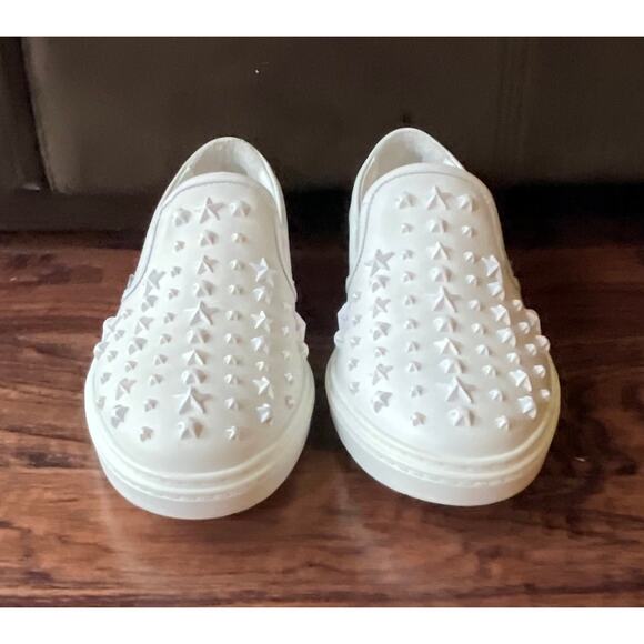 $995 NIB Jimmy Choo White Slip-On Star-Studded Leather Sneakers Size 41(8) main image 4